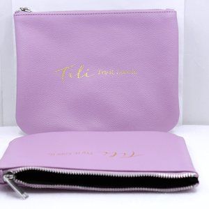 2 x TILI Try It Love It Cosmetic Makeup Travel Bag Zipper Case - Lavendar New